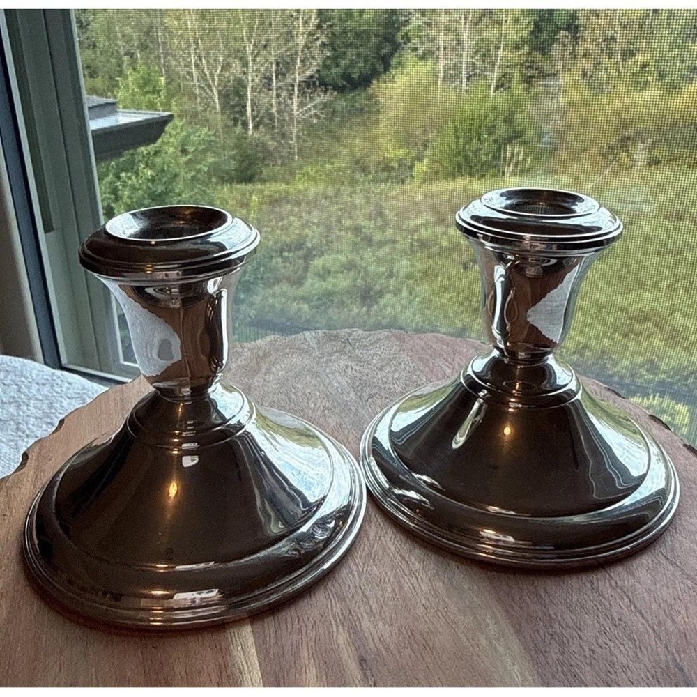AMC Sterling Silver Weighted Candle Holders #564 X2 Candlesticks 3.25" Tall Read